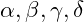 \alpha, \beta, \gamma, \delta